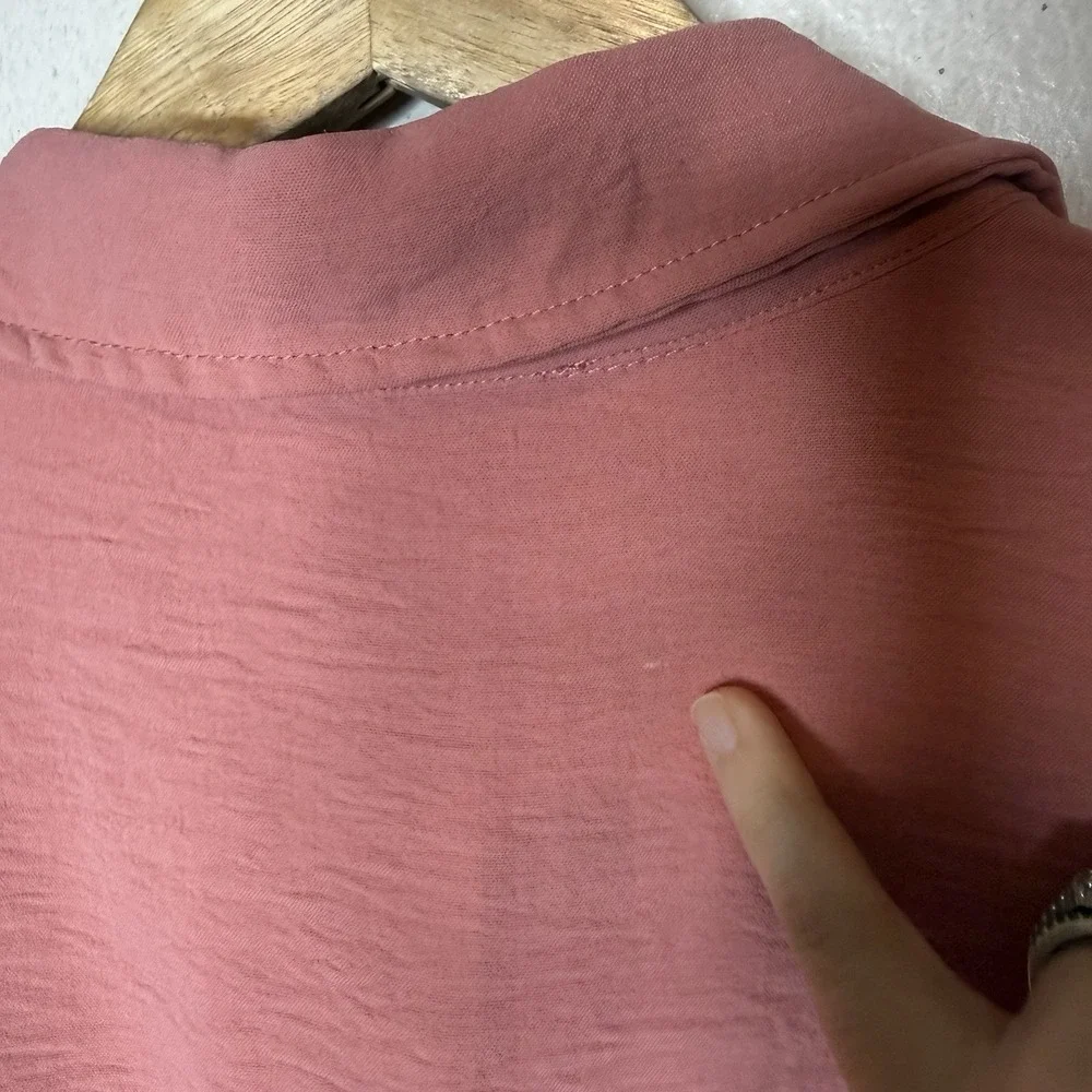 Lucky Brand Pink Cap Sleeve Shirt Midi Dress Womens Small Tie Collared Feminine‎
